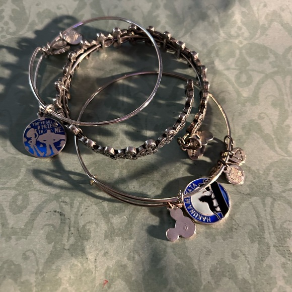 set of three Disney Alex and Ani, Pixar, silver bracelets, Mickey wrap around. - Picture 2 of 14